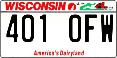 WI license plate 401OFW