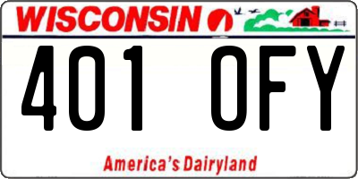 WI license plate 401OFY