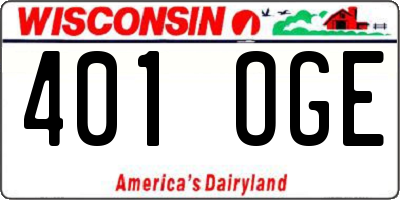 WI license plate 401OGE