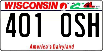 WI license plate 401OSH