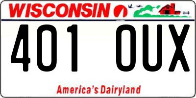 WI license plate 401OUX
