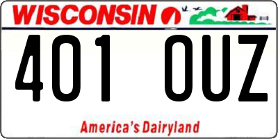 WI license plate 401OUZ