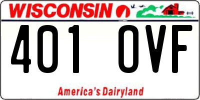 WI license plate 401OVF