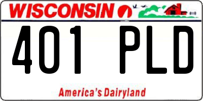 WI license plate 401PLD
