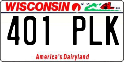 WI license plate 401PLK