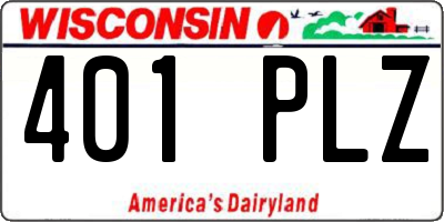 WI license plate 401PLZ