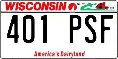WI license plate 401PSF