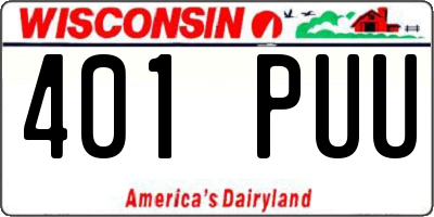 WI license plate 401PUU