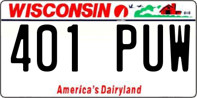 WI license plate 401PUW