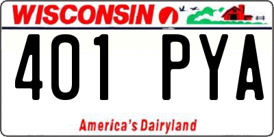WI license plate 401PYA