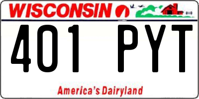WI license plate 401PYT