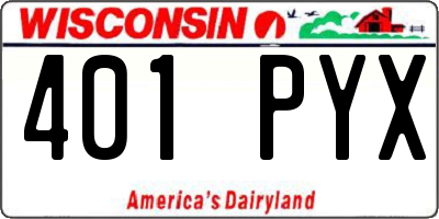 WI license plate 401PYX