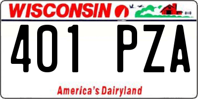 WI license plate 401PZA