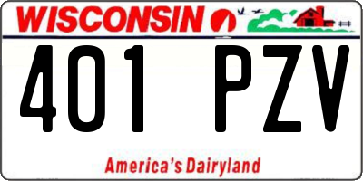 WI license plate 401PZV