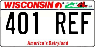 WI license plate 401REF