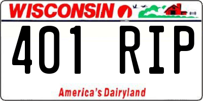 WI license plate 401RIP
