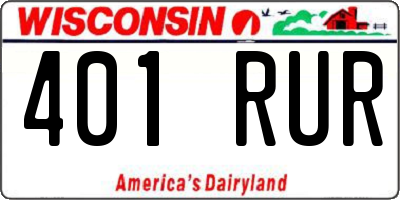 WI license plate 401RUR