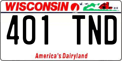 WI license plate 401TND