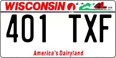 WI license plate 401TXF