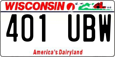 WI license plate 401UBW