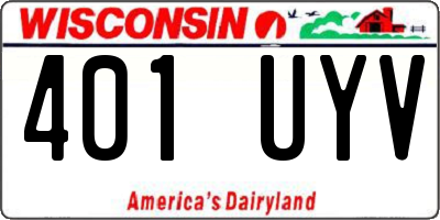 WI license plate 401UYV