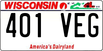 WI license plate 401VEG