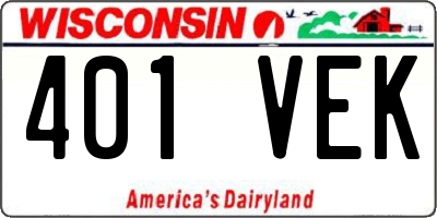 WI license plate 401VEK