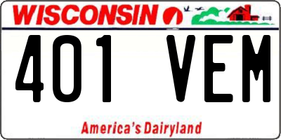 WI license plate 401VEM