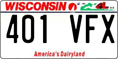 WI license plate 401VFX