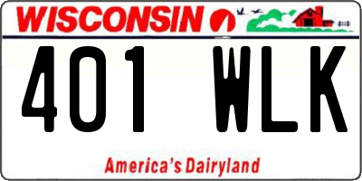 WI license plate 401WLK