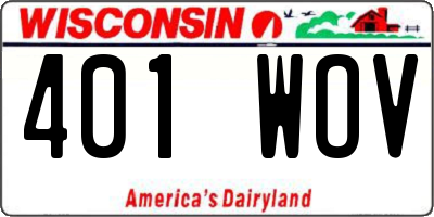 WI license plate 401WOV