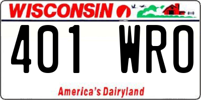 WI license plate 401WRO