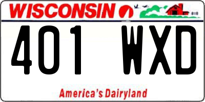 WI license plate 401WXD