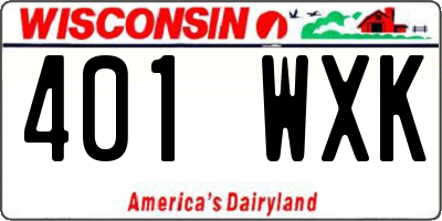 WI license plate 401WXK