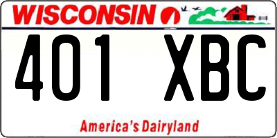 WI license plate 401XBC