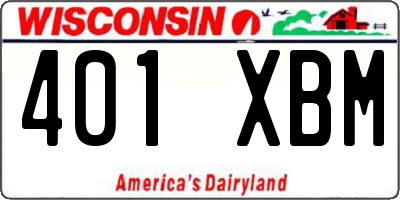WI license plate 401XBM