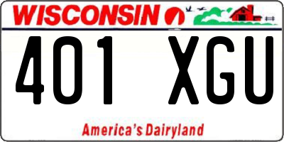 WI license plate 401XGU