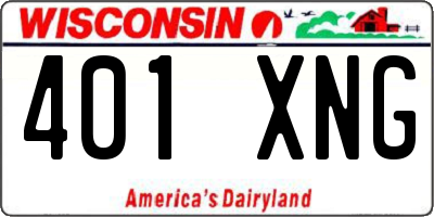 WI license plate 401XNG