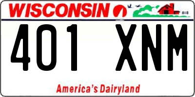 WI license plate 401XNM