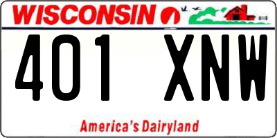 WI license plate 401XNW