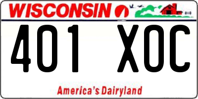 WI license plate 401XOC