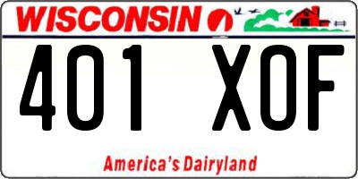 WI license plate 401XOF