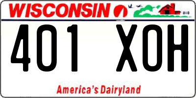 WI license plate 401XOH