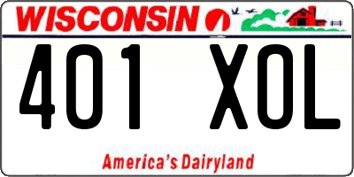 WI license plate 401XOL