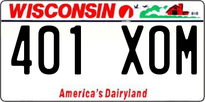 WI license plate 401XOM
