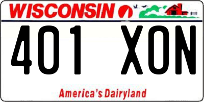 WI license plate 401XON