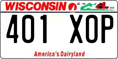 WI license plate 401XOP