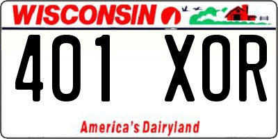 WI license plate 401XOR