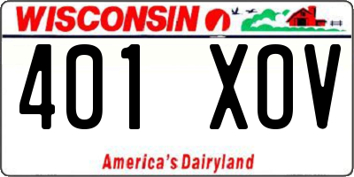 WI license plate 401XOV