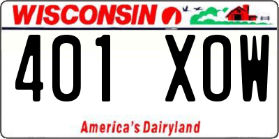 WI license plate 401XOW
